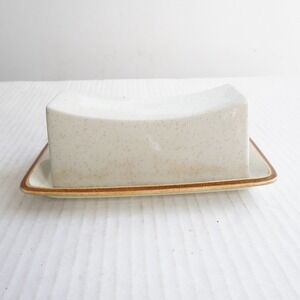 Mikasa Natural Beauty Speckled Ceramic Butter Dish Lid Japan Oven Table Dish
